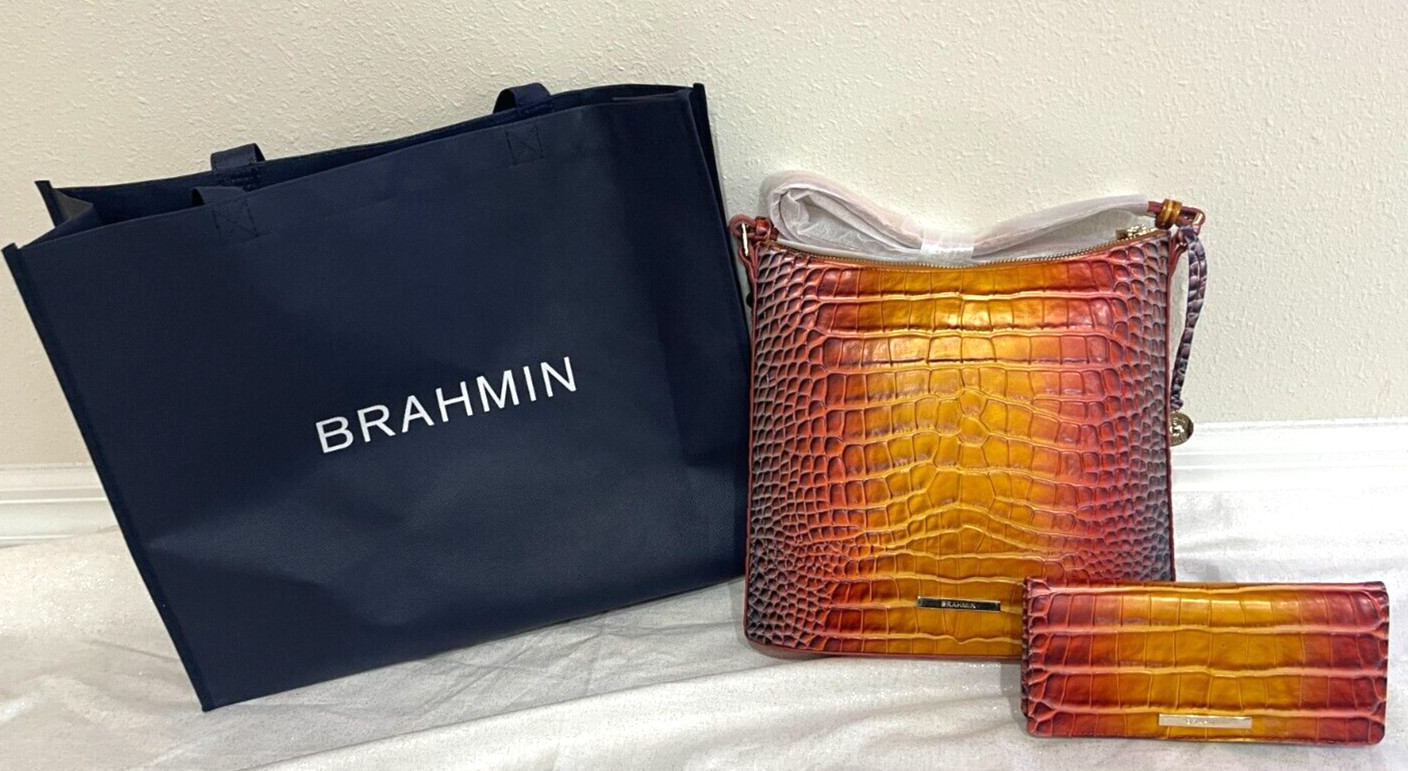 Brahmin Katie Handbag & Addy Wallet Bundle in Sunrise Millenia w/Shopping Bag