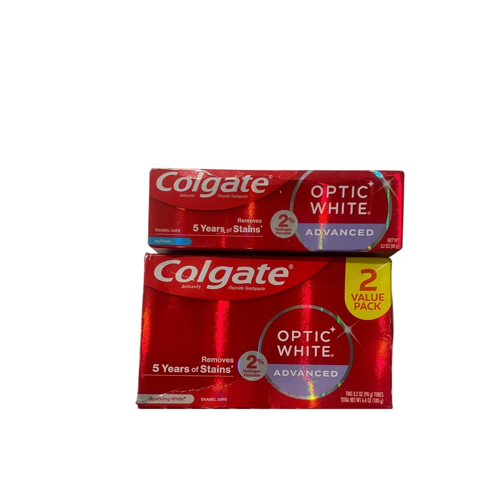 3 Pack Colgate Optic White Advanced Toothpaste Icy Fresh & Sparkling White 3.2oz