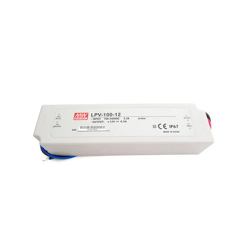 MW MEAN WELL Waterproof IP67 12V 100W 8.5A LPV-1 CV Transformer Power Supply