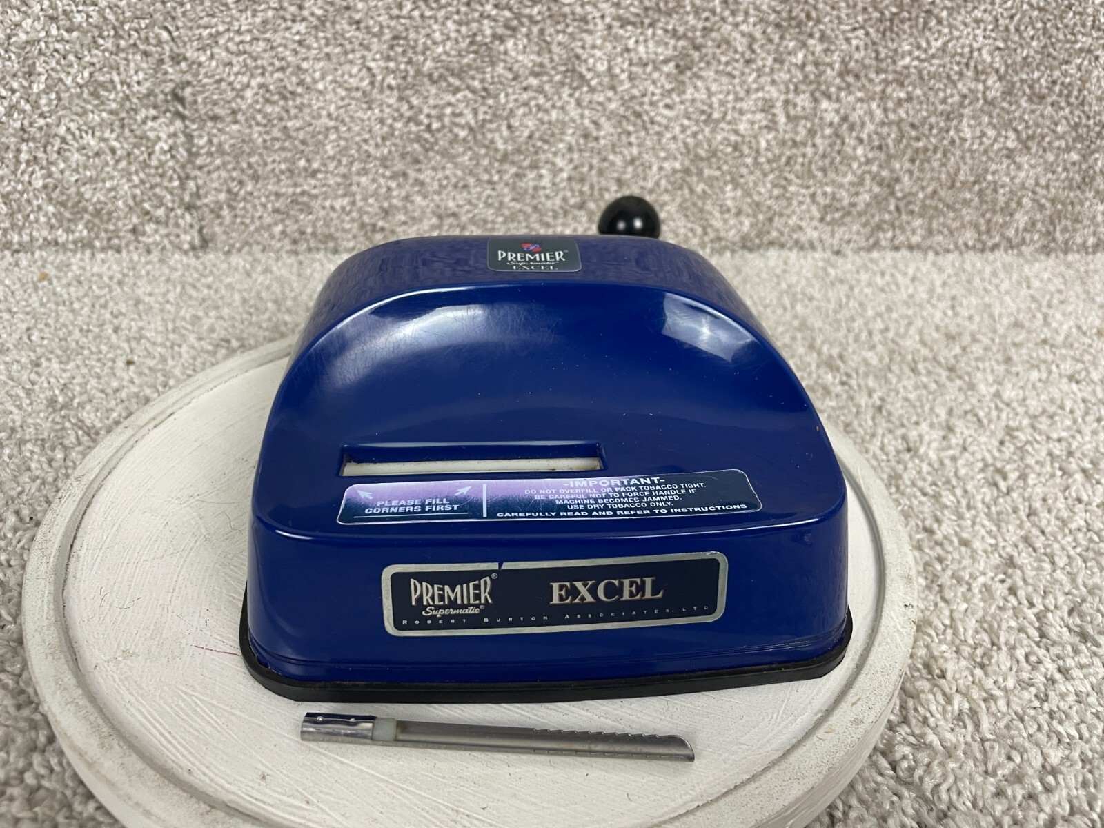 Premier Supermatic Excel Cigarette Making Machine w/ Manual 6"x2.5 Blue