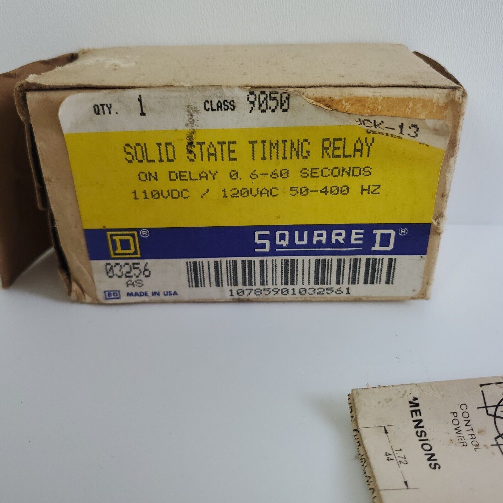 Square D 9050 JCK-13 Solid State Timing Relay 120 Volt 0.6-60 Sec On Delay