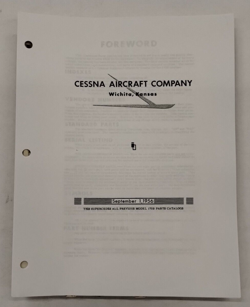 Cessna Model 170B Parts Catalog September 1, 1956-Original