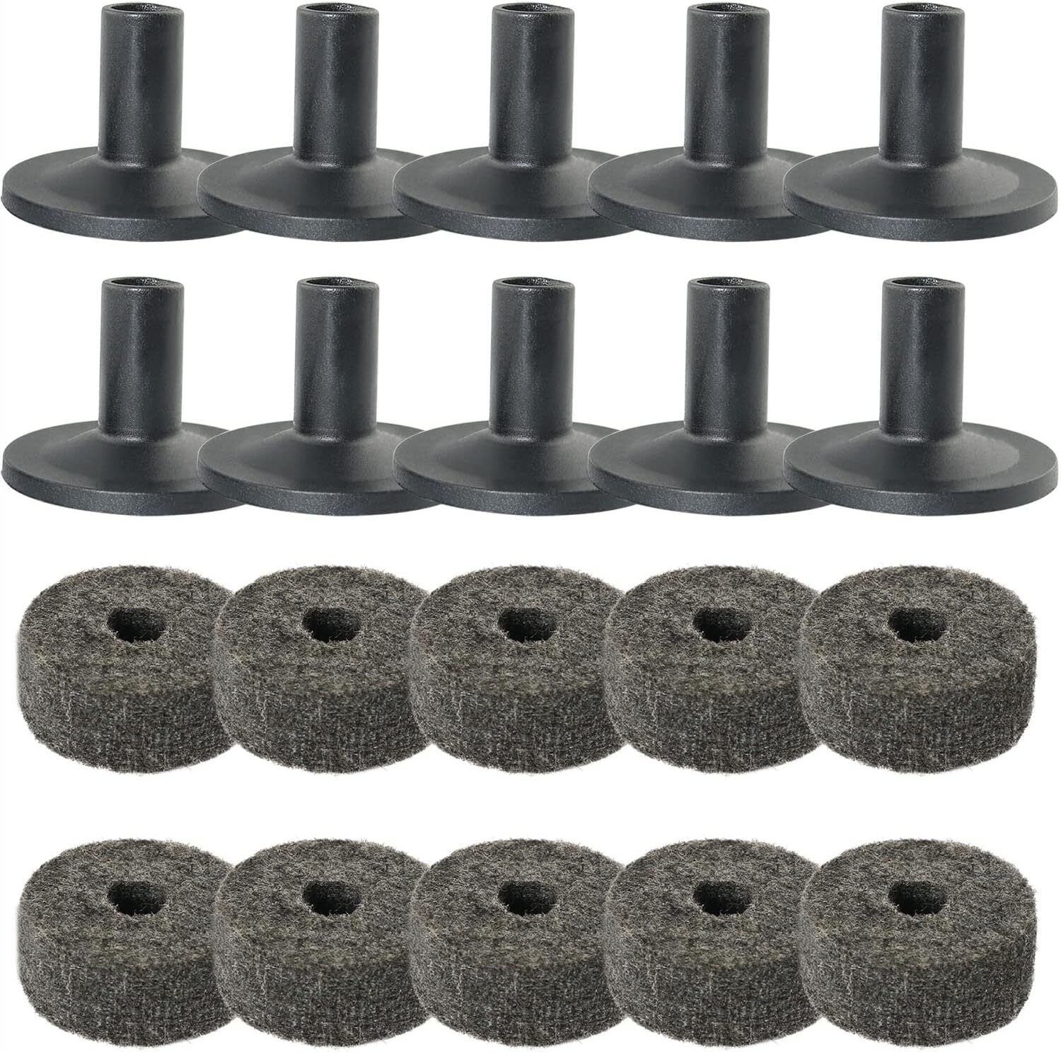 10 Sets of Gray Felt Washers for Drum Cymbal Stand Accessories
