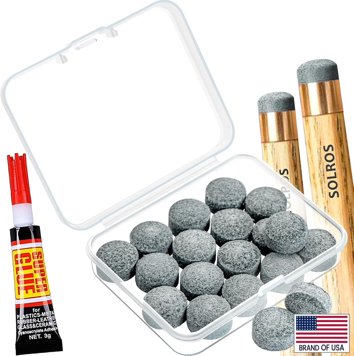 Billiard Cue Tip Replacement Kit with Storage Box for Pool and Snooker Cues