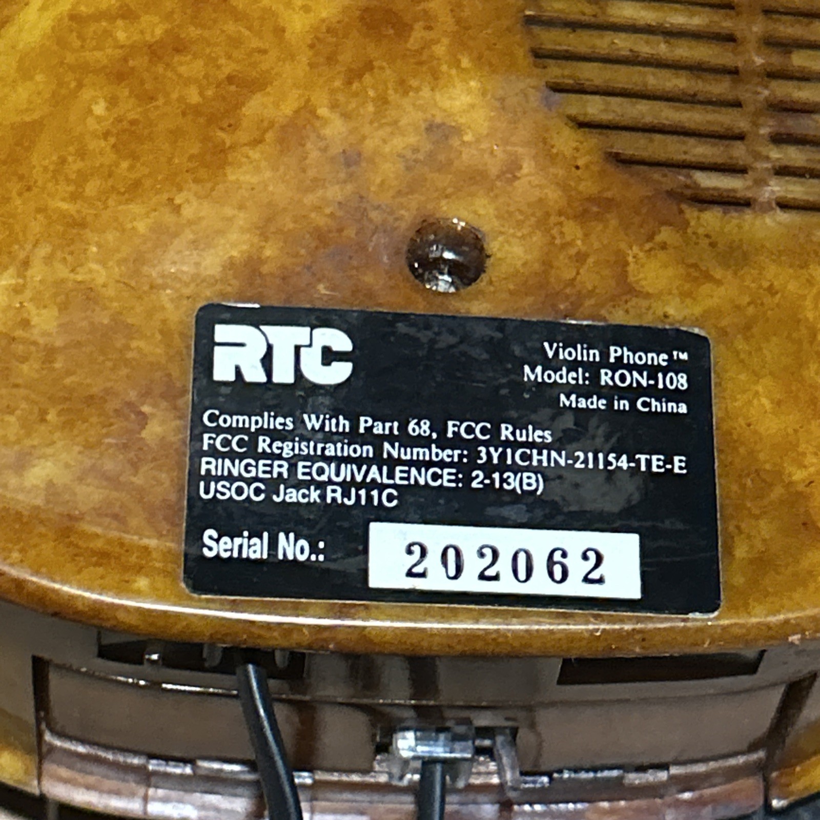 Violin Telephone RTC Violin Phone Touch Tone No Stand