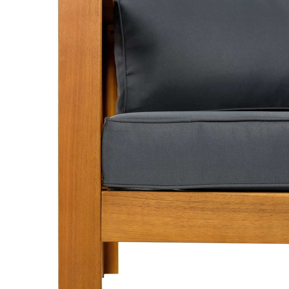 Set of 4 Weatherproof Acacia Club Chairs w/ Gray Outdoor Cushions