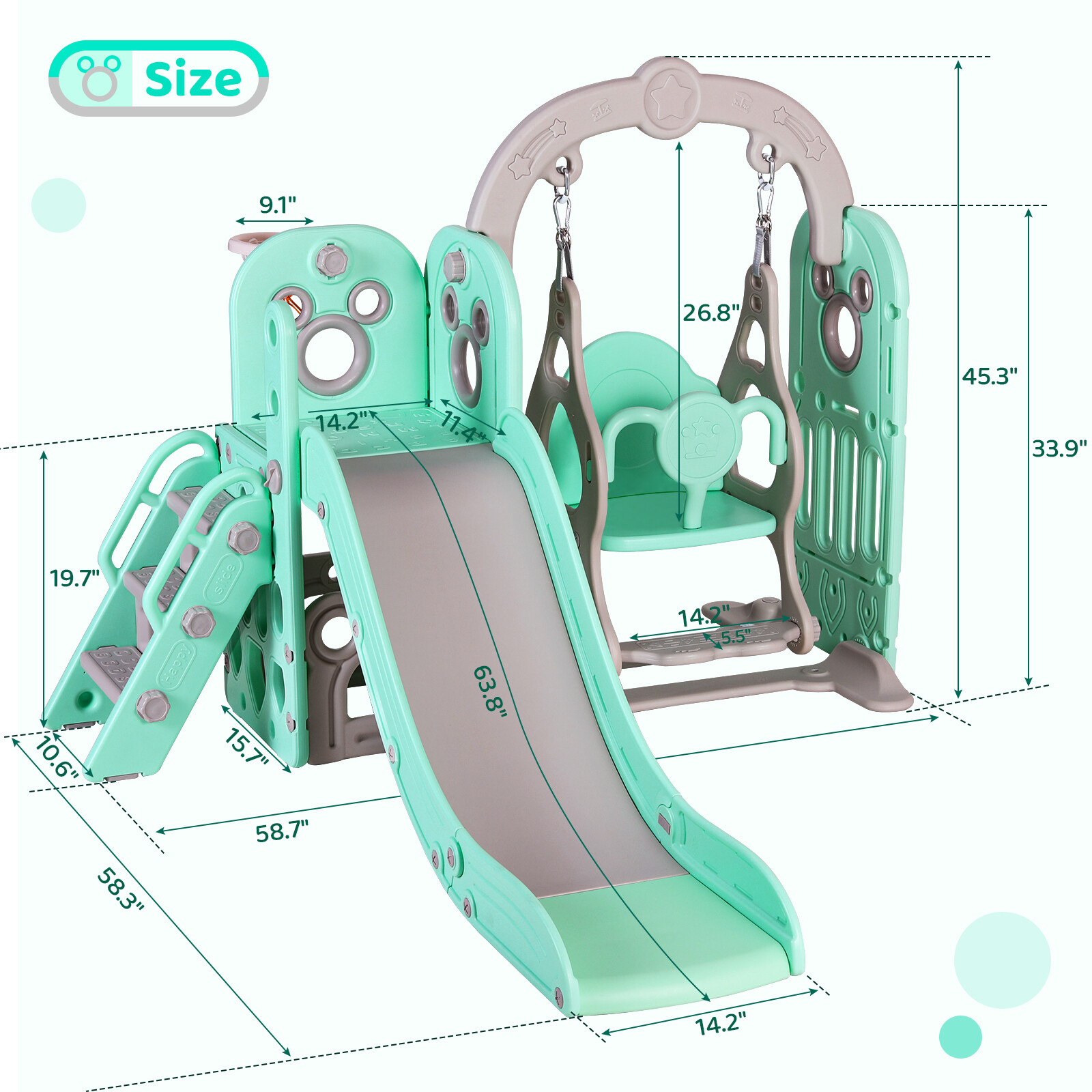 Toddler Slide and Swing Set Indoor Outdoor Playground kids Climber Slide Playset