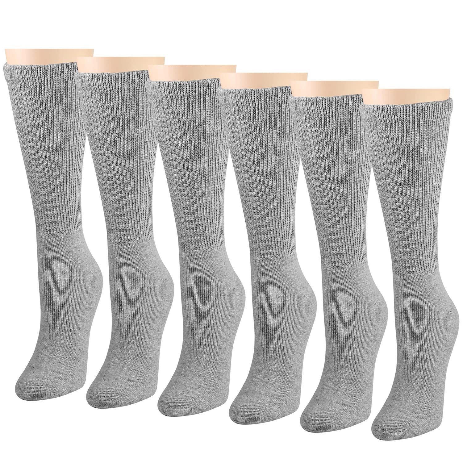 Wholesale Bulk Mens Diabetic Grey Crew Socks Circulatory Cushion Cotton 9-11
