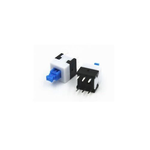 10PCS 8X8mm Cap Self-locking Type Square Blue Button Switch Control