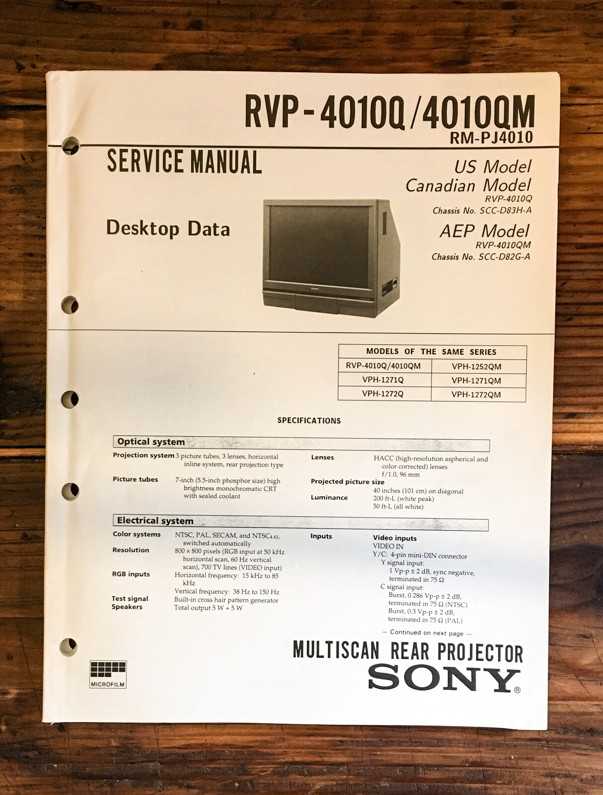 Sony RVP-4010Q -4010QM  Service Manual *Original*