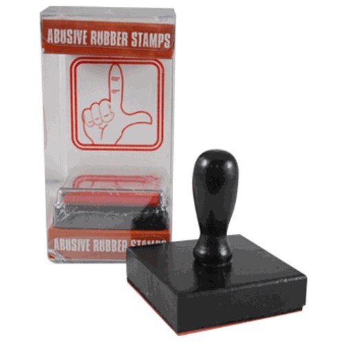 Abusive Funny Rubber Stamp - a Big Red Looser "L" Hand Sign! Perfect Office Gag!