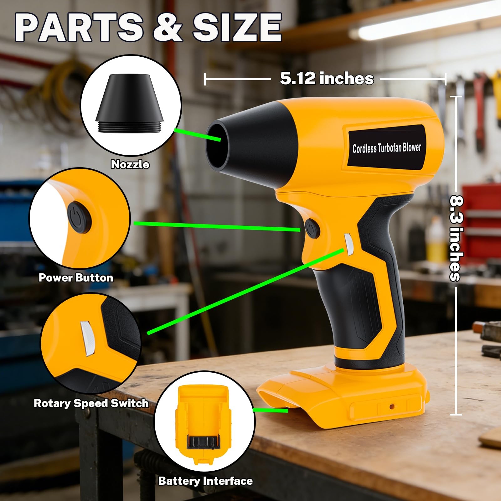 Cordless Dust Blower Compatible with Dewalt 20V Max Battery, Handhled Leaf Bl...