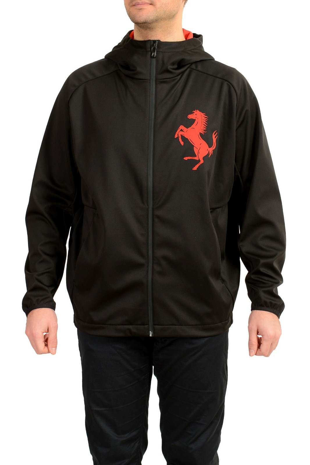 Scuderia Ferrari Men's Black Hooded Logo Softshell Jacket US 2XL IT 56