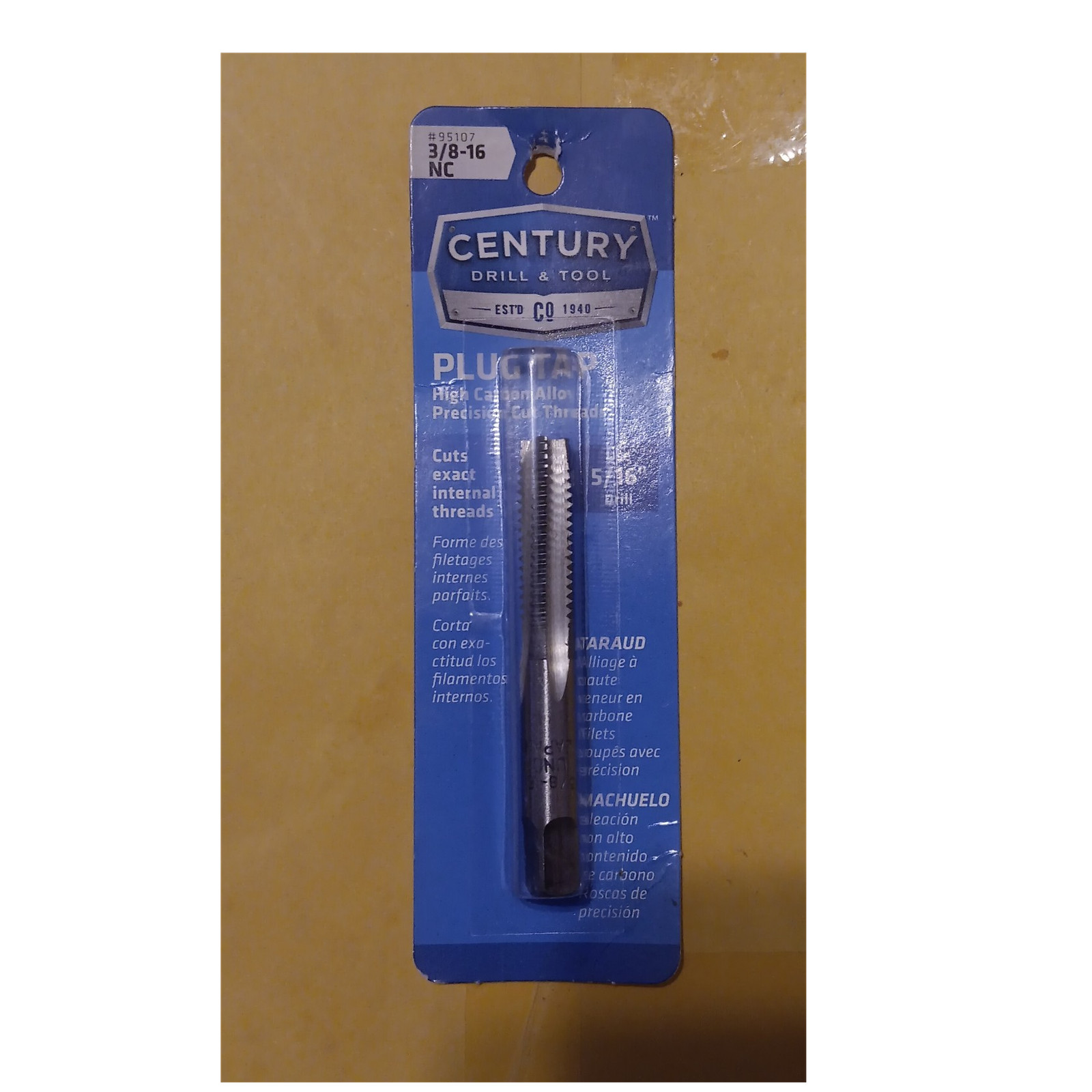 CENTURY Plug Tap 3/8-16 NC High Carbon Alloy Steel Model 95107