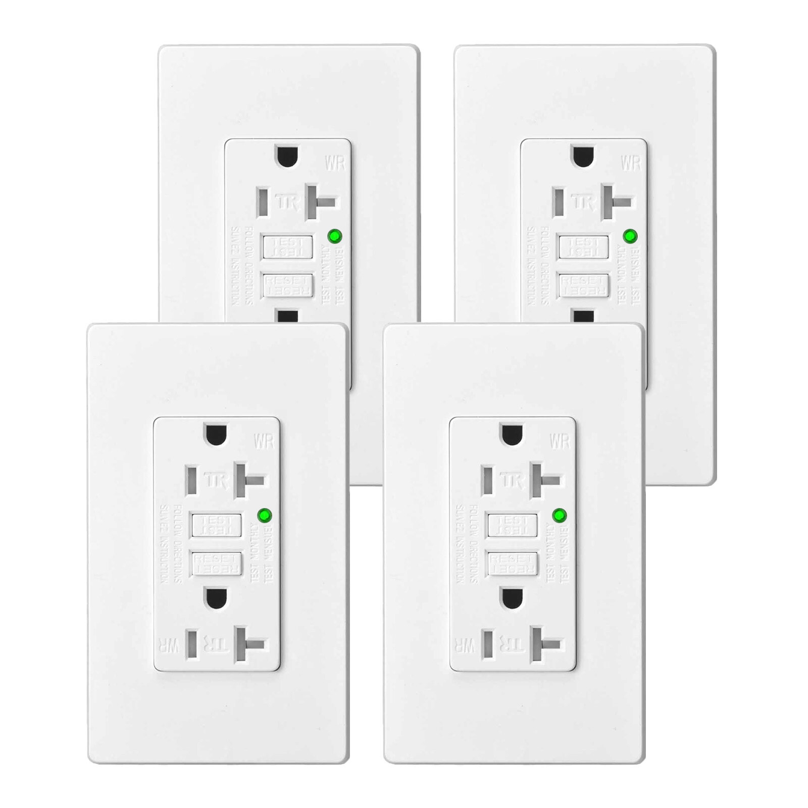 20 Amp GFCI Outlet Self-Test Tamper Resistant Outdoor GFI Receptacle ETL 4 Packs