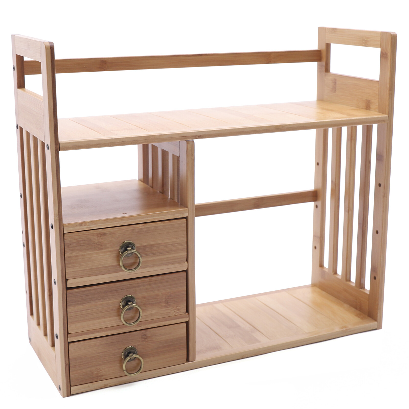 Adjustable Natural Wood Dasktop Bookshelf Bamboo Desk Storage Display Organizer
