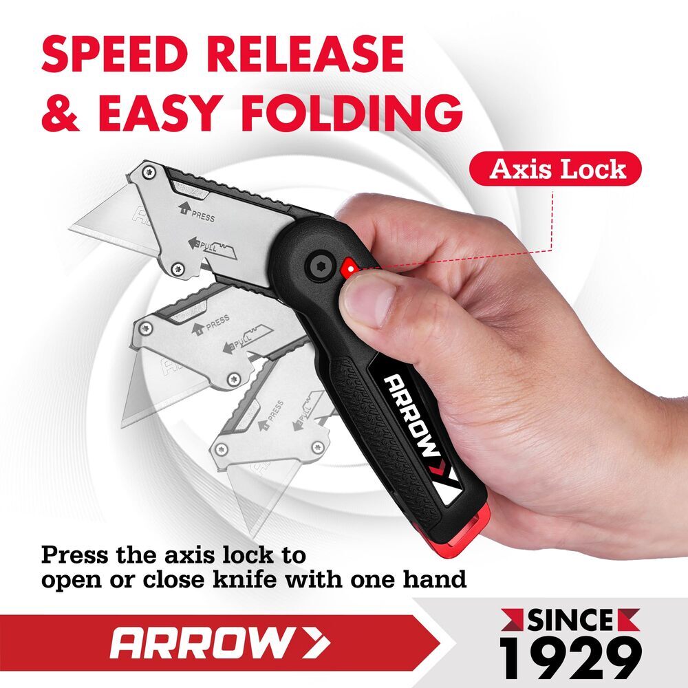 ARROW Utility Knife Quick Change Box Cutter Speed Release Folding Knife 14 Blade