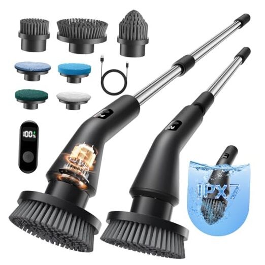 Electric Spin Scrubber, 2025 New Cordless Cleaning Brush Bathroom Black