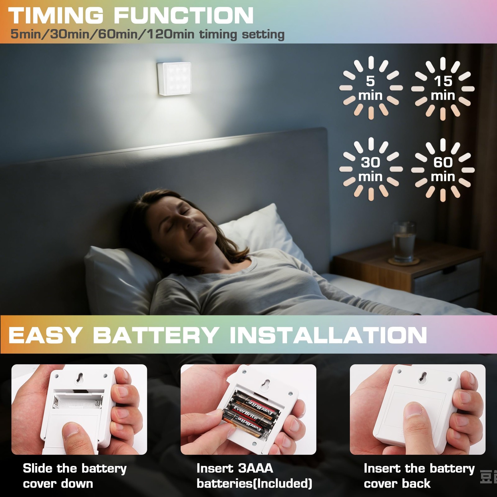 Closet Light, LED Tap Lights Push Lights with Remote Control, Battery Powered...