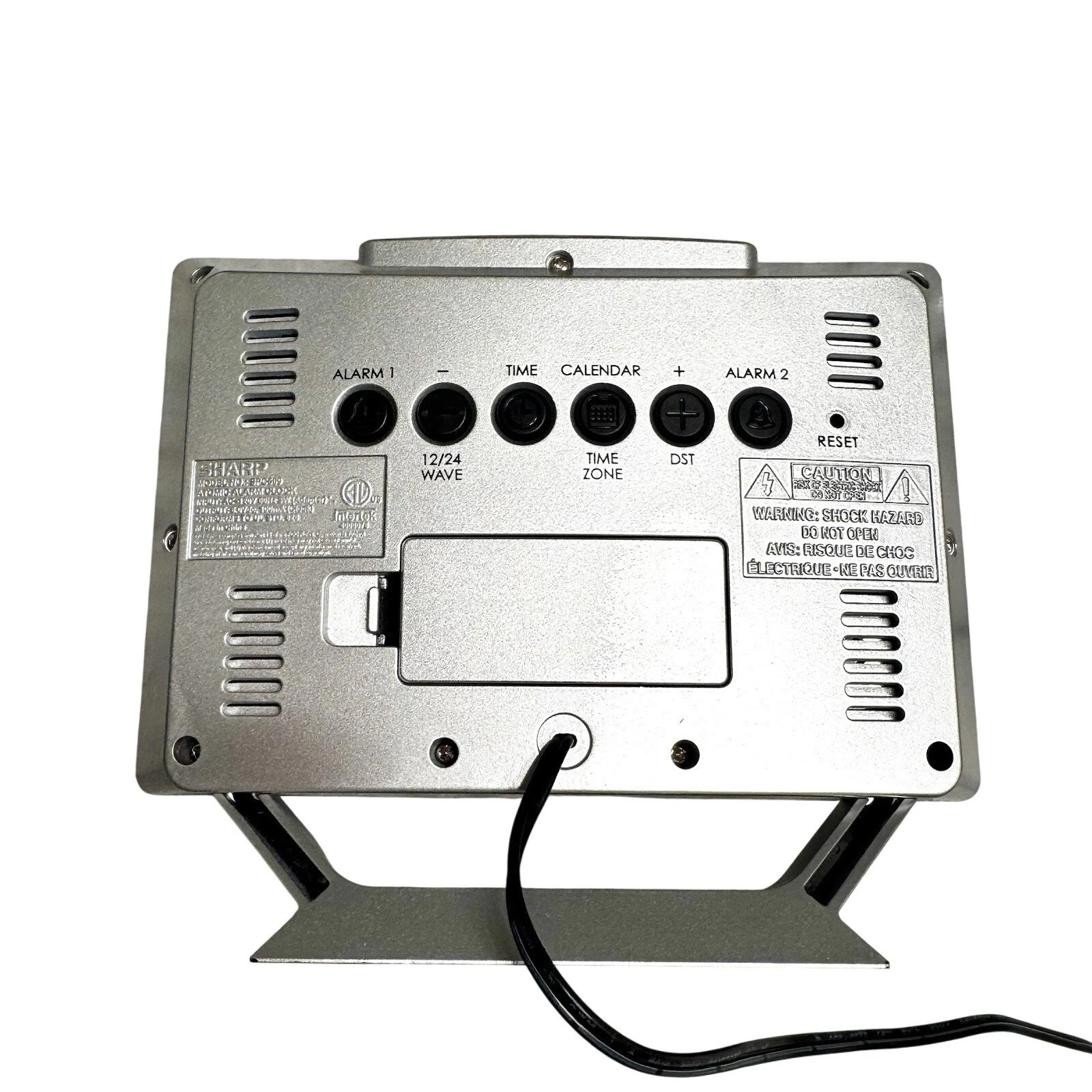 Sharp Desktop Dual Alarm Clock with Color Display - Atomic Accuracy - Silver