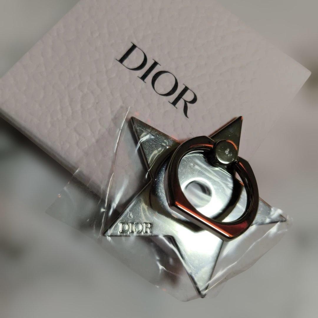 Christian Dior Phone Ring Finger Holder Novelty Star Motif Silver Japan