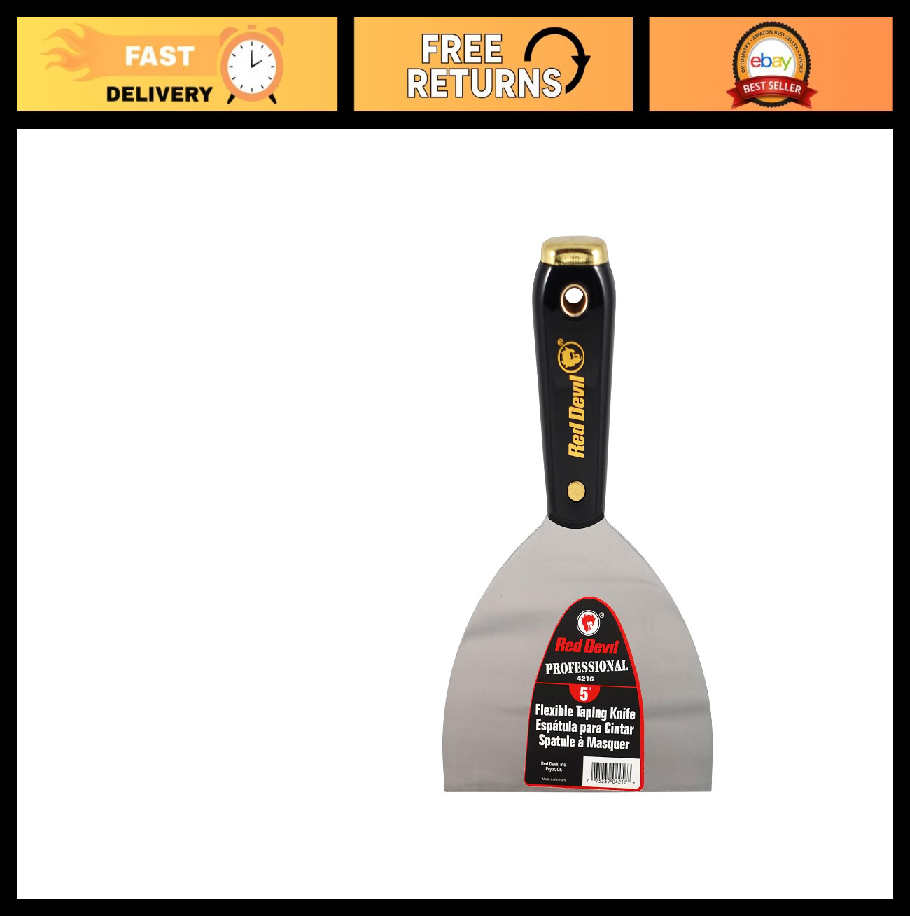 5" Flex Taping Knife - Professional Quality, Durable, Ergonomic Handle, Perfect