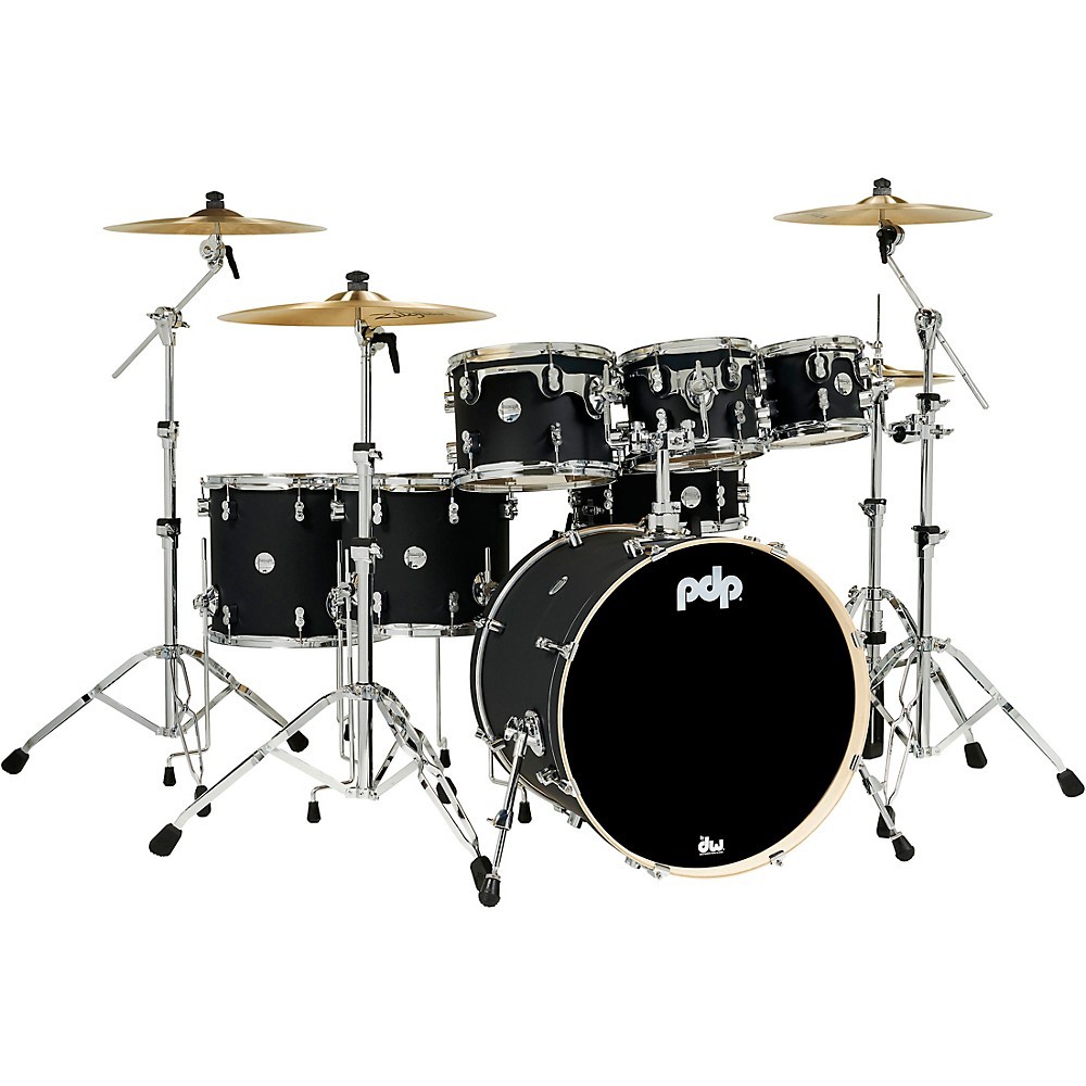 PDP by DW Concept Maple 7-Piece Shell Pack with Chrome Hardware Satin Black