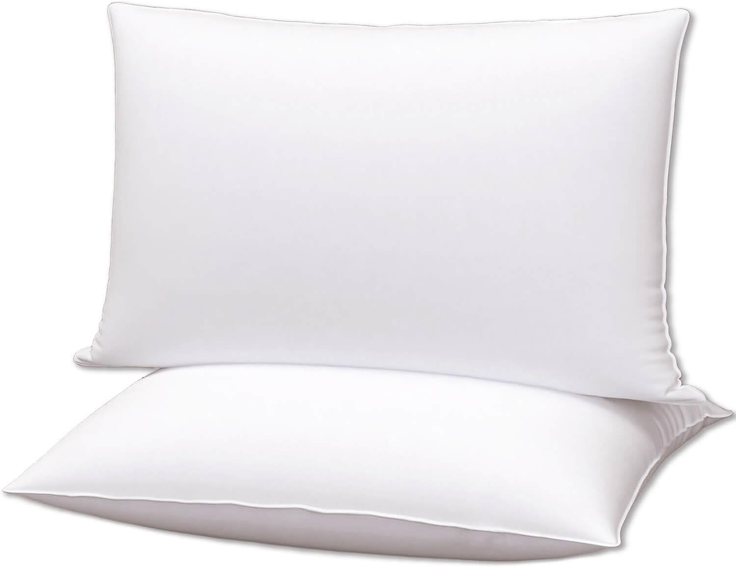 Flat Ultra Thin Bed Pillows Standard Size Pillow Set of 2 Extra Soft Down