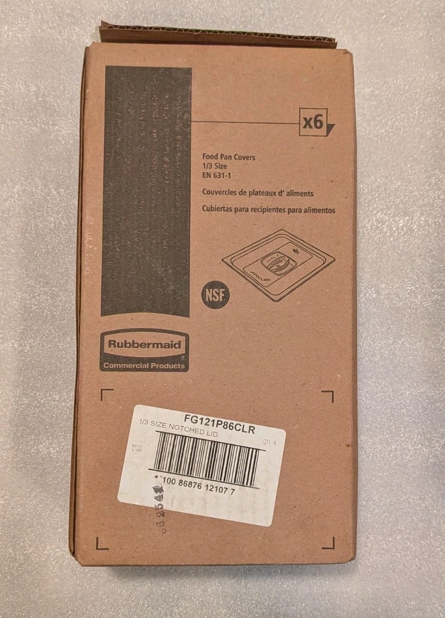New! Box of 6, Rubbermaid pan covers. Clear 7 X 13 (1/3 Size) FG121P86, EN631-1