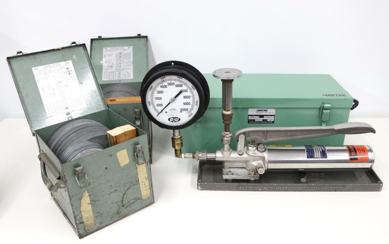 Ametek Model T Dead Weight Tester w/ Ashcroft 1305B100, 2000-10000 Range Weights