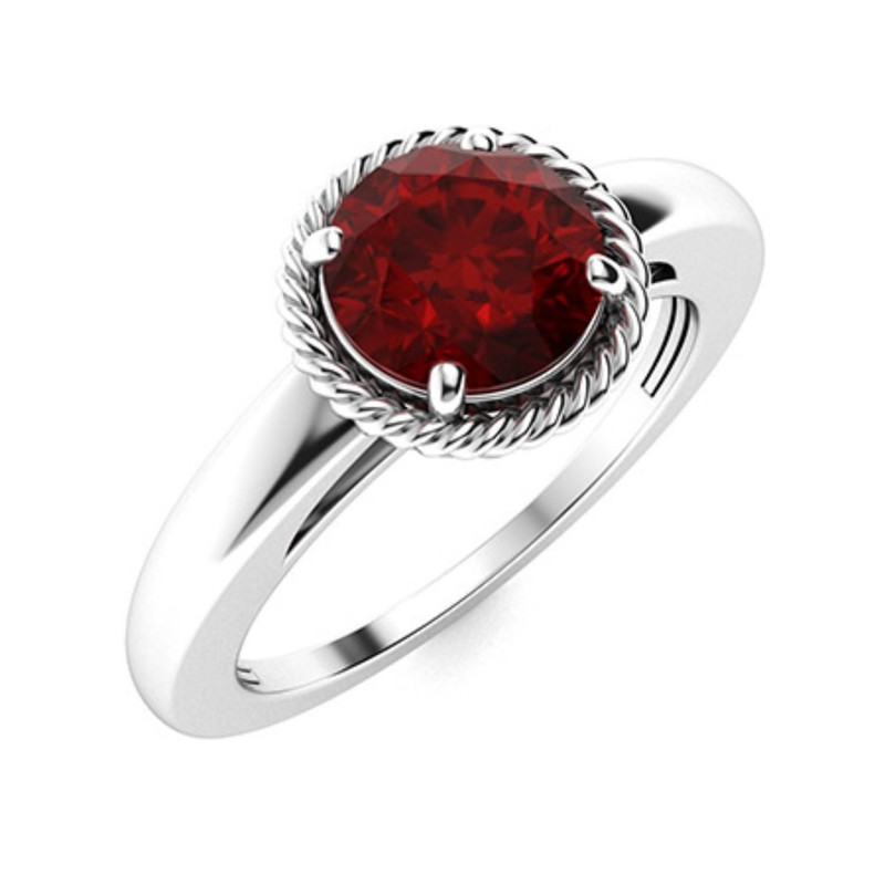 January Garnet Stone Sterling Silver Promise Solitaire Statement New Ring