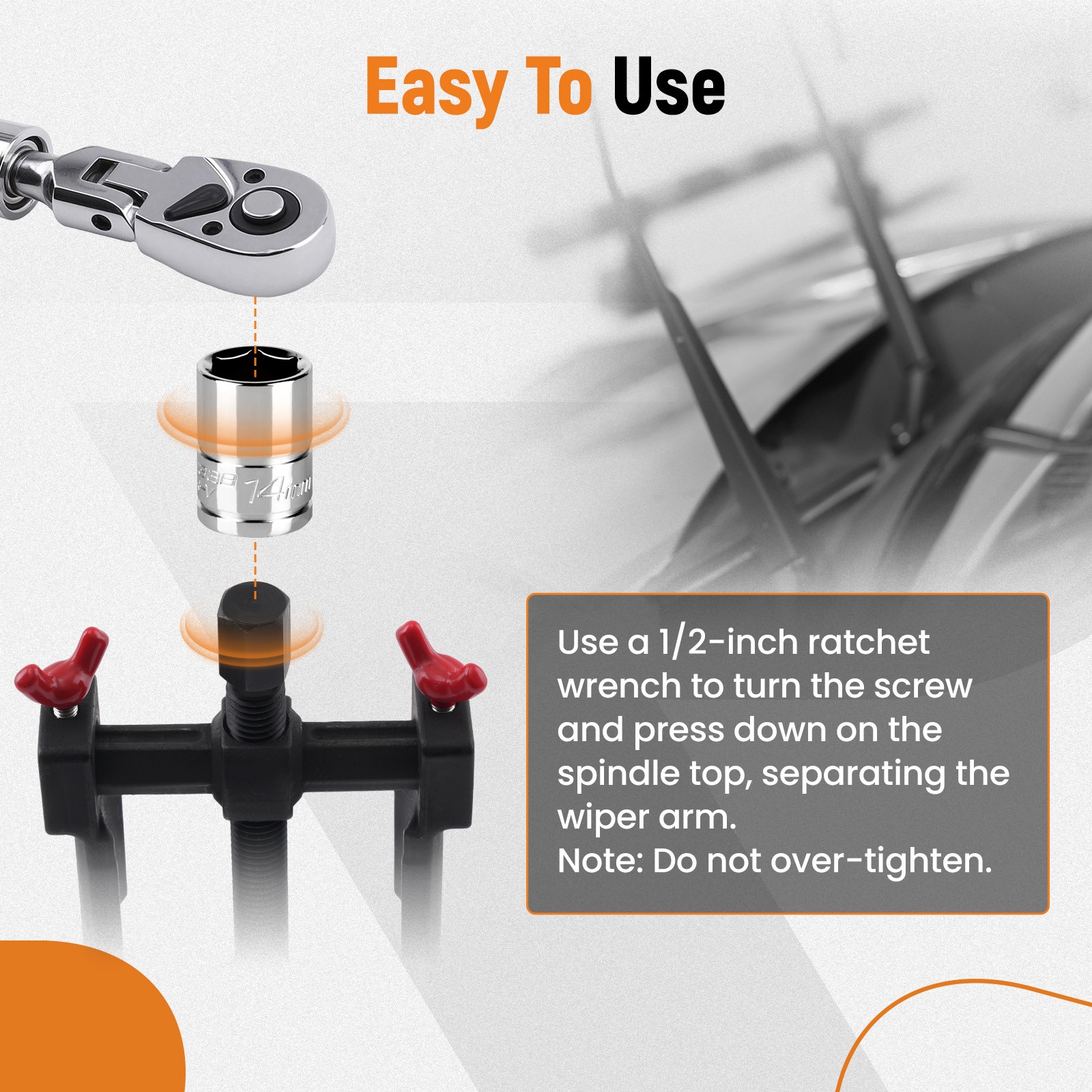Steel Windshield Wiper Arm Puller Removal Tool Universal Car Repair Kit Black