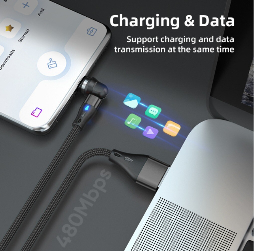 3 PACK Magnetic Phone Charger Fast Charging Cable For Micro USB/Type C/ iPhone