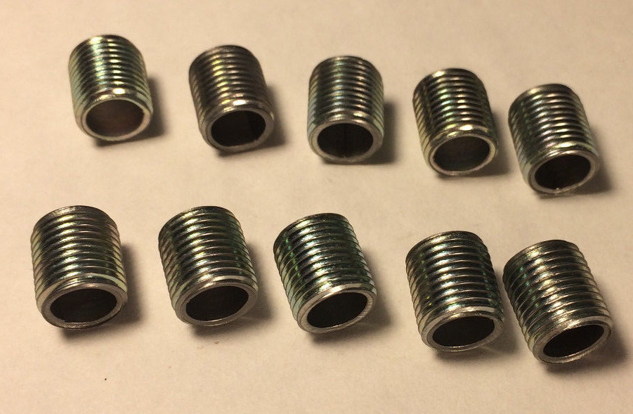 Lot Of 10, 3/8" ,1/8 IP Zinc Plated Steel Lamp Nipples 3/8" O.D., Rust Resistant