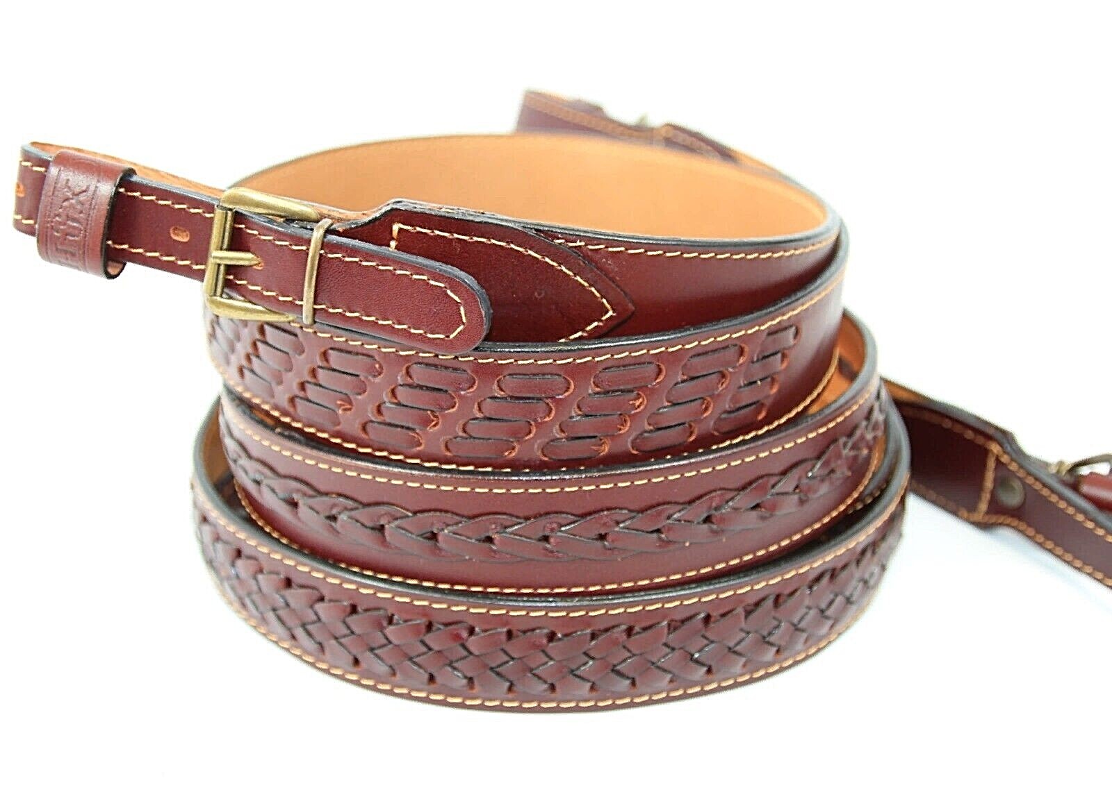 Handmade Leather Gun Strap with Braided Pattern HSN 3044 Gun Belt