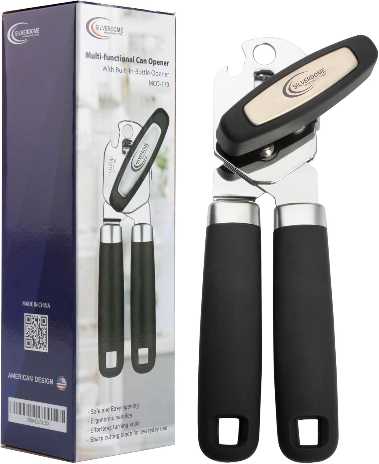 Heavy Duty Stainless Steel Manual Can Opener with Bottle Opener Function- Rust P