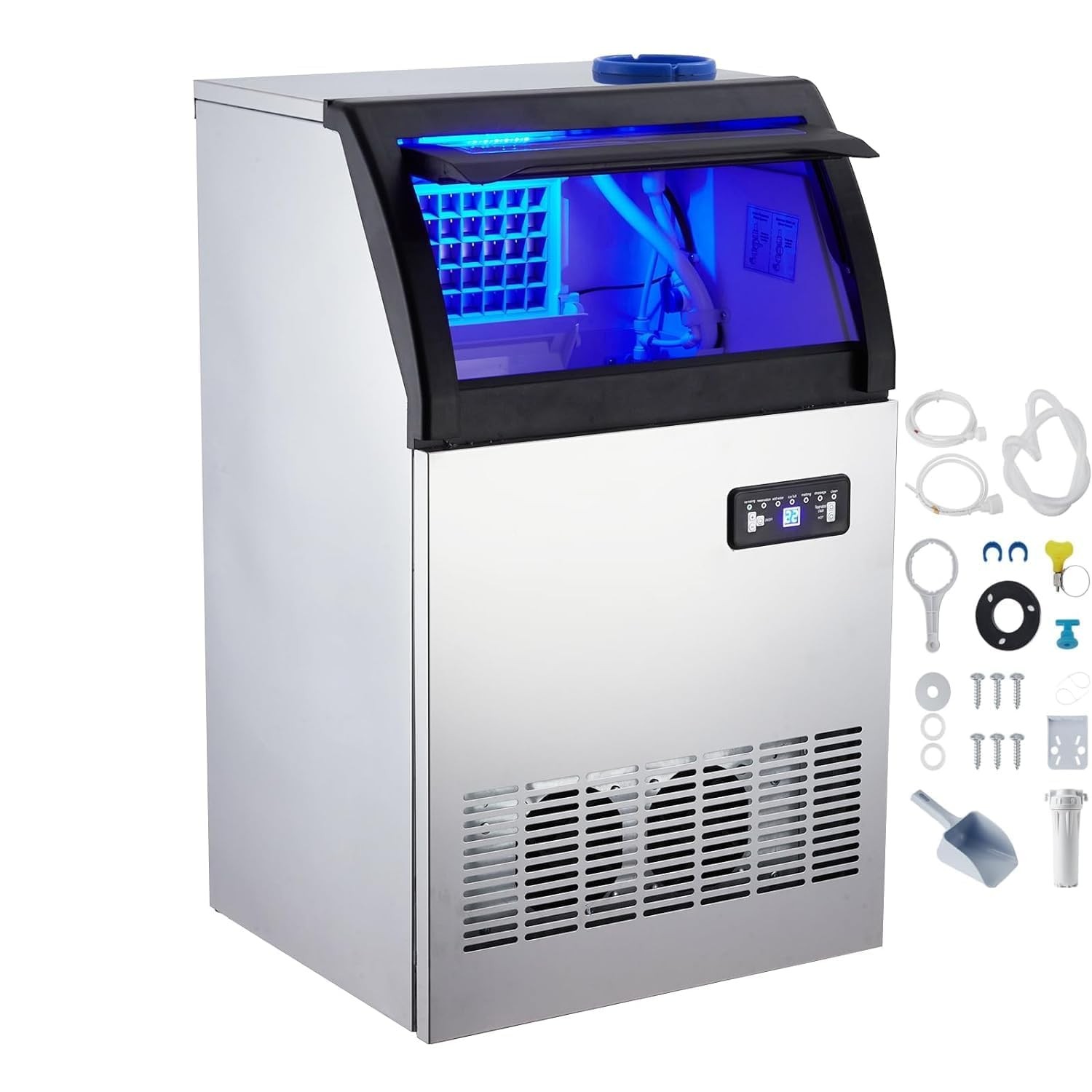 155LB/24H Commercial Ice Maker Stainless Steel Under Counter Ice Machine for Bar