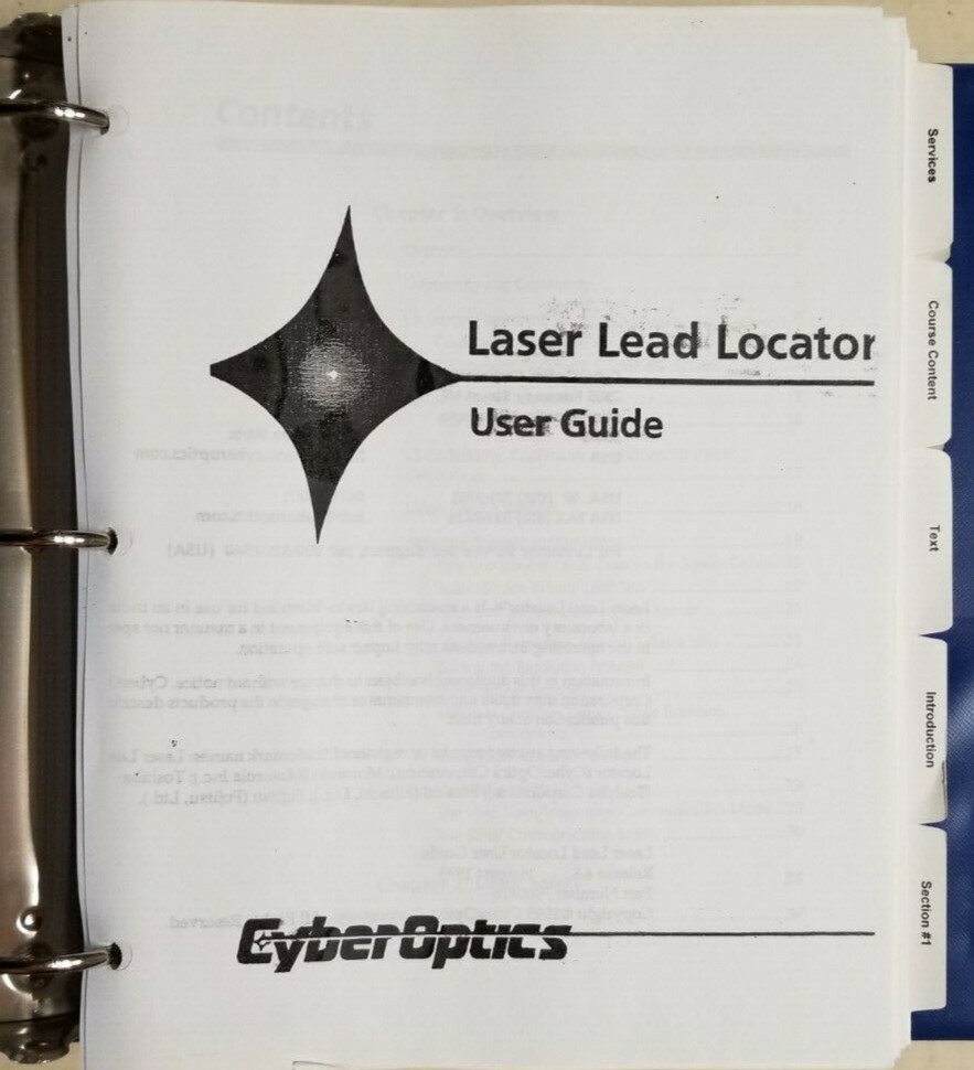 Panasonic Panasert Cyber Optics Laser Lead Locator Users Guide Binder