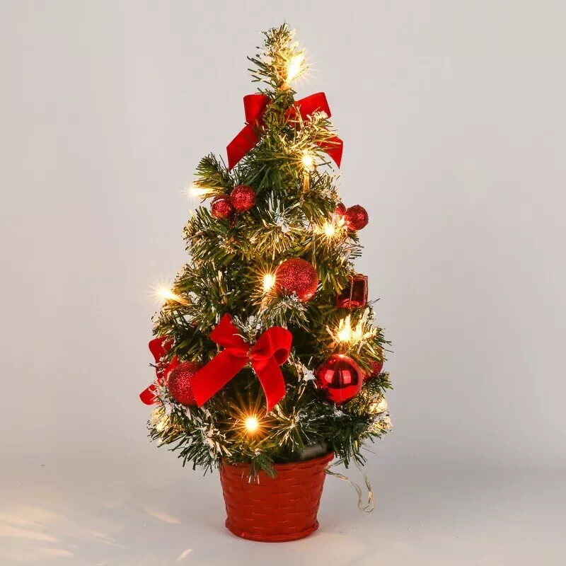 Christmas 40CM Tree with LED Lights Tabletop Ornaments Xmas Gift Home Decor UK
