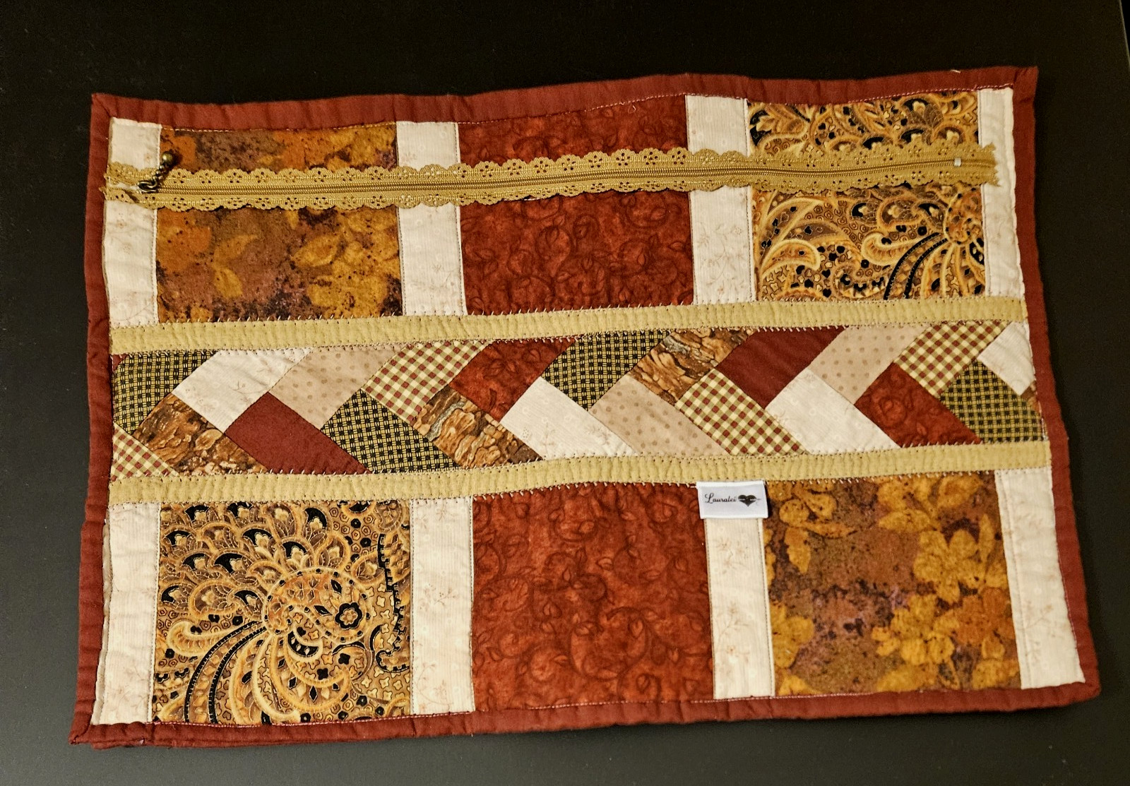 Project Bag QUILTED cross stitch craft knit needlework storage Handmade 13x18