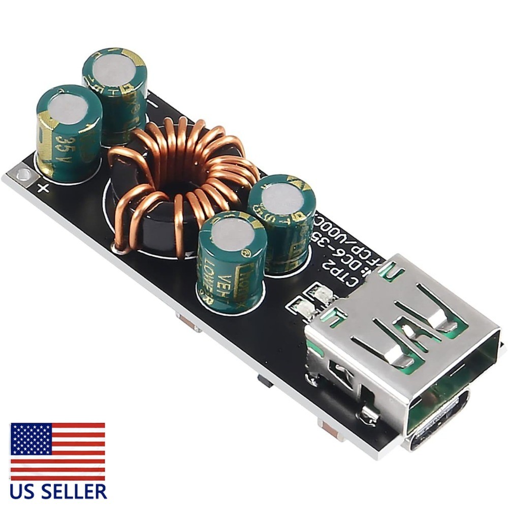 1-Piece 60W 6-35V DC to USB Type C PD 3.0 QC4.0 + & A QC3.0 Fast -