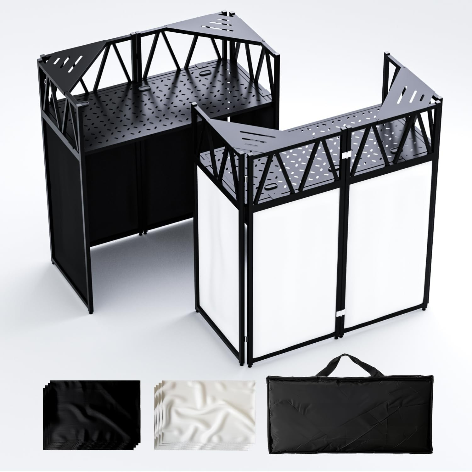 DJ Table Stand Portable Booth, All-Metal Heavy-Duty Foldable DJ Stand, Iron