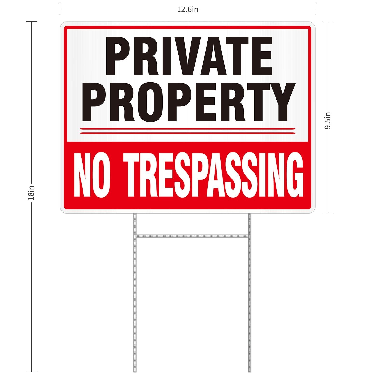 2 Pack Private Property No Trespassing Signs, 12.6'' X 9.5'' Corrugated Plast...