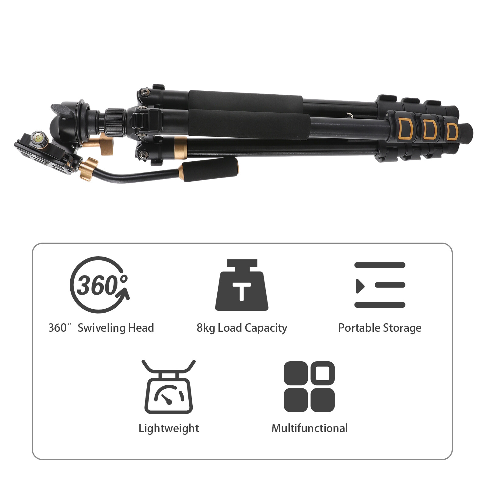 Stabilized Clamping Head Photography Tripod Load 17.64lbs +Head Precision Tripod