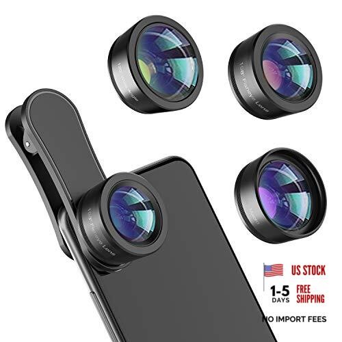 Phone Camera Lens,Upgraded 3 in 1 Phone Lens kit-198° Fisheye Lens + Macro