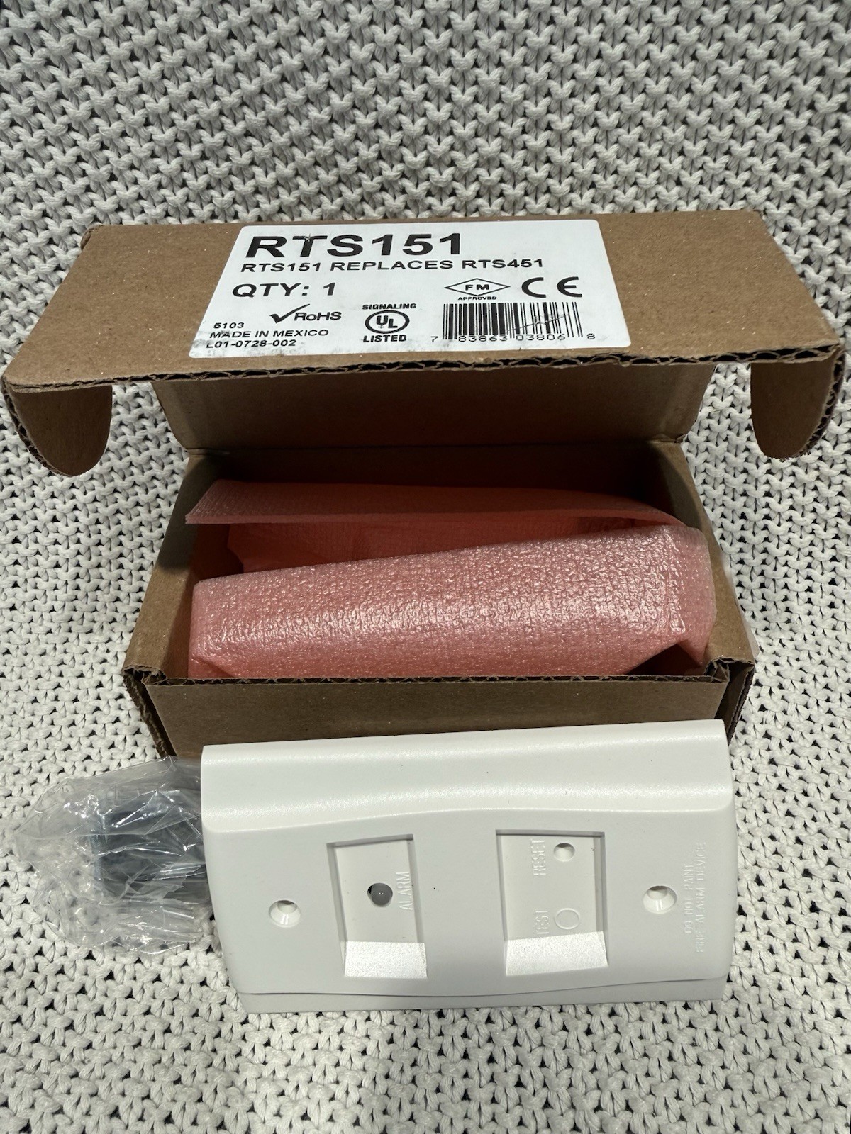 System Sensor RTS151KEY White Fire Alarm Key Switch Remote Test Station