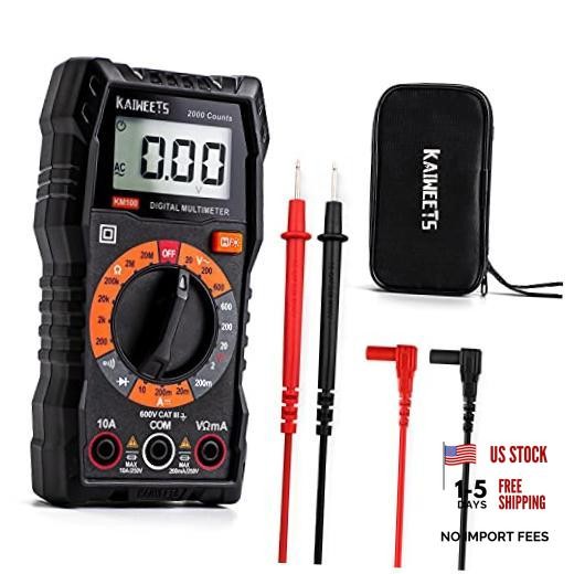 Digital Multimeter with Case, DC AC Voltmeter, Ohm Volt Amp Test Meter KM100
