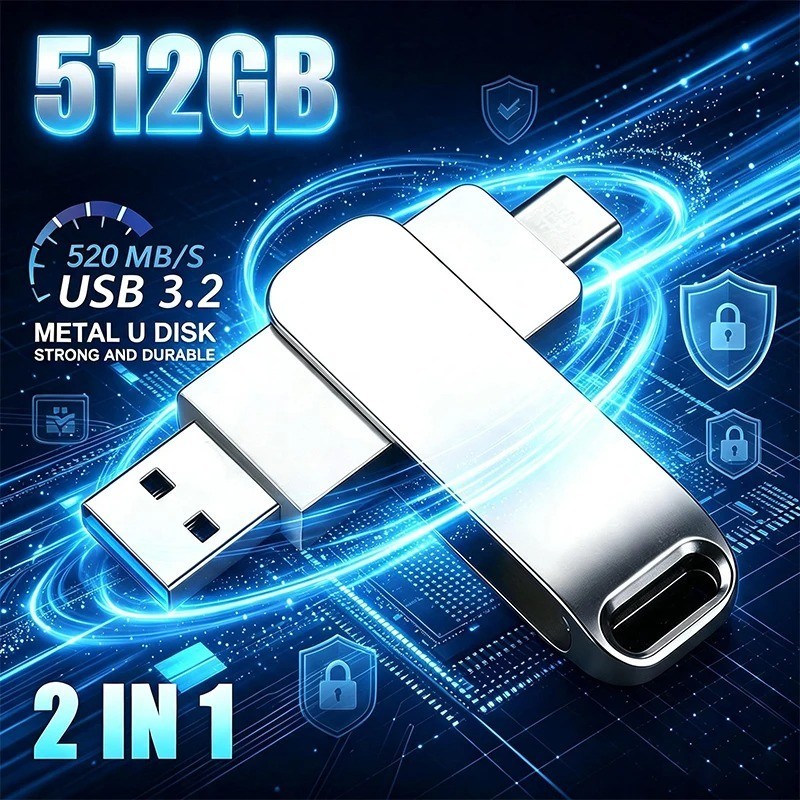 512GB Type C Flash Drive 2 in 1 OTG USB 3.2+USB C Memory Stick Thumb Drive