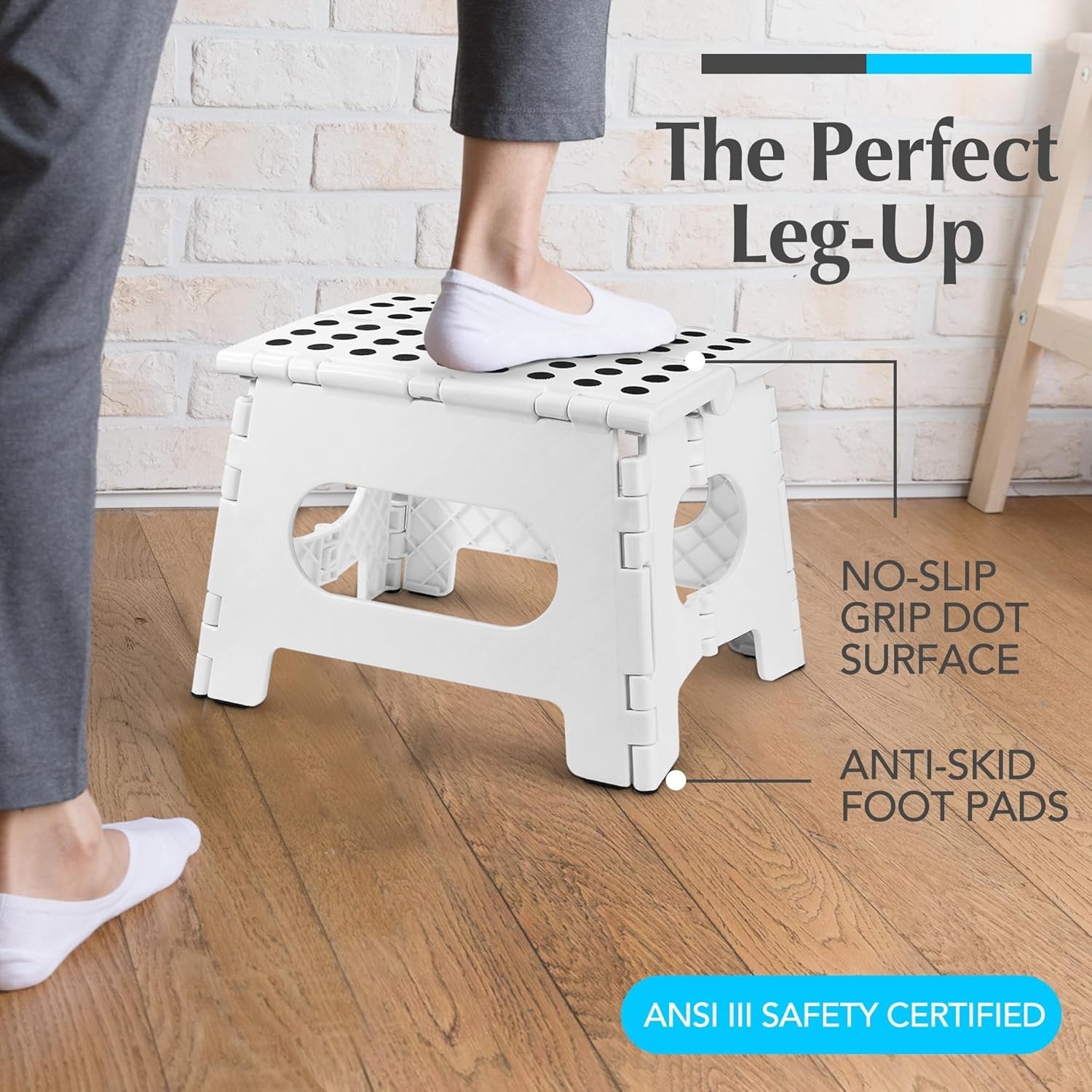 Versatile 9-Inch Folding Step Stool - Perfect for Kitchen, Bathroom, and More