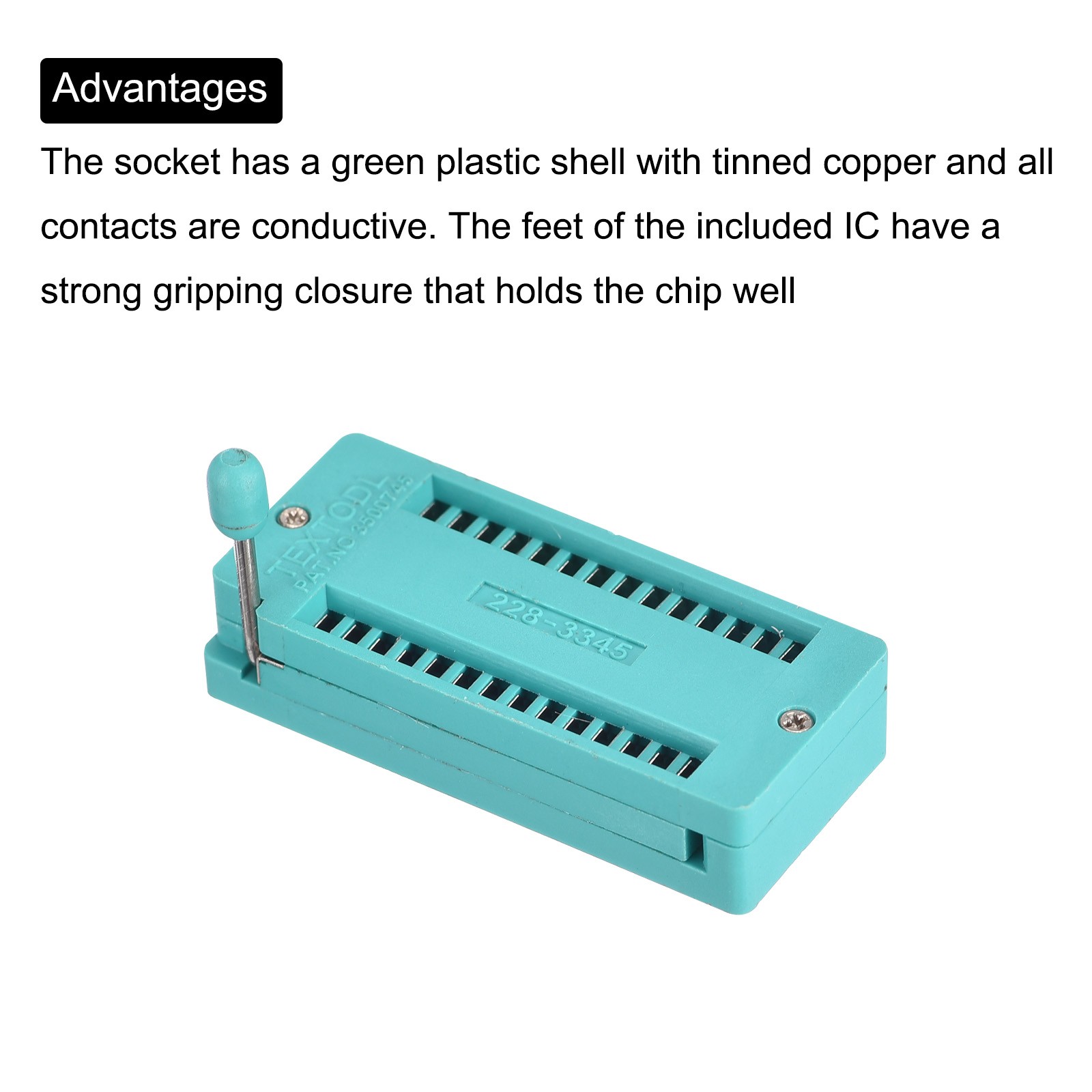 Universal IC Test ZIF Socket 28 Pin 3.0mm Pitch for Microcontroller, Chip 5 Pack